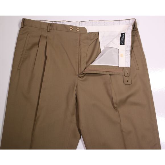Zanella Paul Big & Tall Golden Brown Pleated Wool Dress Pants 44x28 - Picture 5 of 7